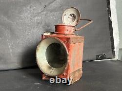 Rare Old Vintage Hand Painter Red Railway Kerosene Lantern Lamp, Collectible