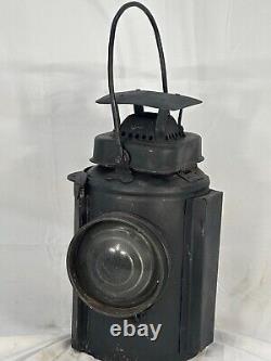 Rare very early semaphore signal railroad lantern with burner nice