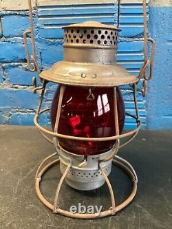 VINTAGE ADLAKE RELIABLE (I. C. R. R) ILLINOIS CENTRAL RAILROAD LANTERN WithRED GLOBE