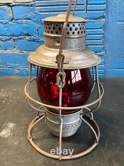 VINTAGE ADLAKE RELIABLE (I. C. R. R) ILLINOIS CENTRAL RAILROAD LANTERN WithRED GLOBE