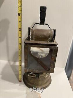 Vintage 1920's French SNCF 13 Brass Railway Lantern Red Glass