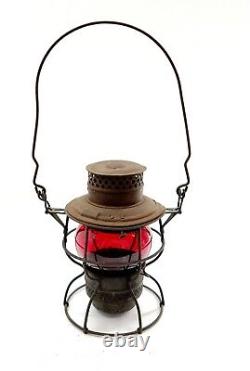 Vintage Adams & Westlake PRR Railroad Lantern with RED Adlake Kero Globe