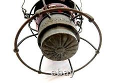 Vintage Adams & Westlake PRR Railroad Lantern with RED Adlake Kero Globe
