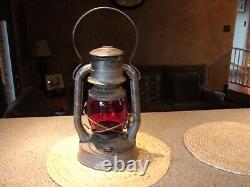 Vintage Antique Dietz Railroad Barn Lantern Red Globe D-LITE New York NO. 2 Rare