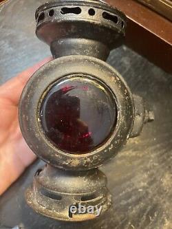 Vintage DIETZ Driving Buggy Lamp Railroad Train Lantern Burner with Rear Red