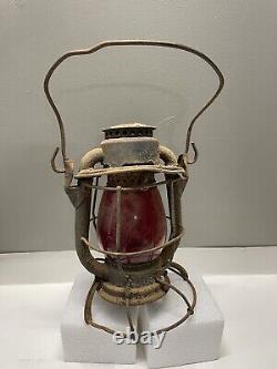 Vintage Dietz Lantern Red Globe Embossed New York Haven Hartford Railroad Lamp