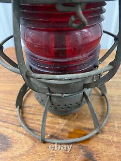 Vintage Dressel Arlington Pennsylvania Railroad Locomotive Lantern Red Globe