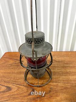 Vintage Dressel Arlington Pennsylvania Railroad Locomotive Lantern Red Globe