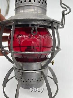 Vintage Dressel BR Burlington Route Kerosene Railroad Hand Lantern WithRed Globe