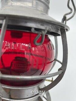 Vintage Dressel BR Burlington Route Kerosene Railroad Hand Lantern WithRed Globe