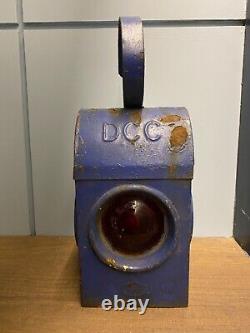 Vintage Kenyon Road Railway Lantern Blue with red lenses