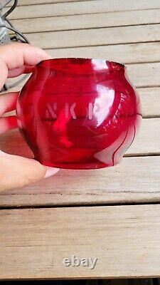 Vintage NKP Nickel Plate Road Railroad Lantern with Red Etched Globe