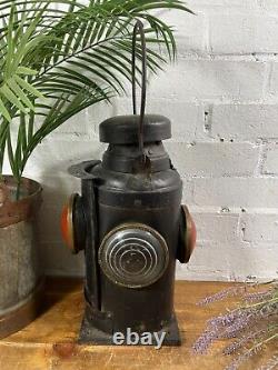 Vintage Original Four Way Train Railway Signal Oil Lamp Lantern