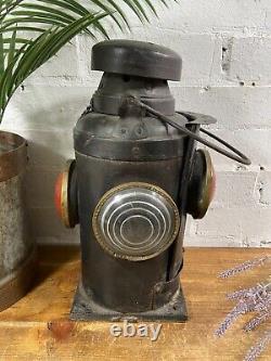 Vintage Original Four Way Train Railway Signal Oil Lamp Lantern