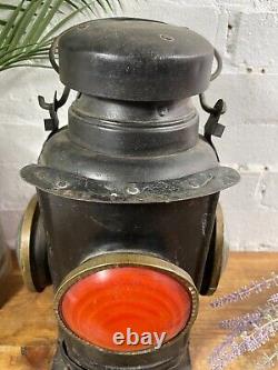 Vintage Original Four Way Train Railway Signal Oil Lamp Lantern