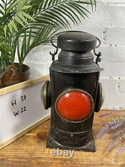 Vintage Original Four Way Train Railway Signal Oil Lamp Lantern