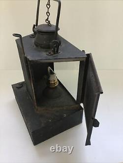 Vintage Original Preloved Unusual Black Oil Railway Lamp/Lantern