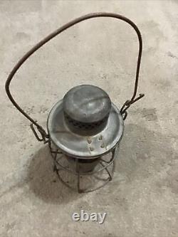 Vintage Railroad Lantern Adlake Kero Acl Rr Blue Globe