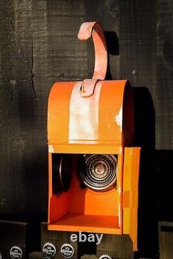 Vintage Road/Railway Lantern Orange, refurbished, authentic industrial look